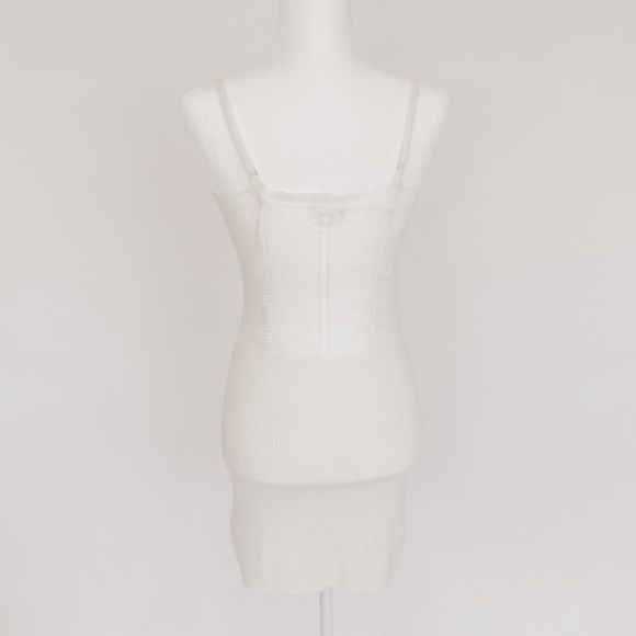 Cream Knit Mini Dress with Lace Back Detail - Picture 4 of 6